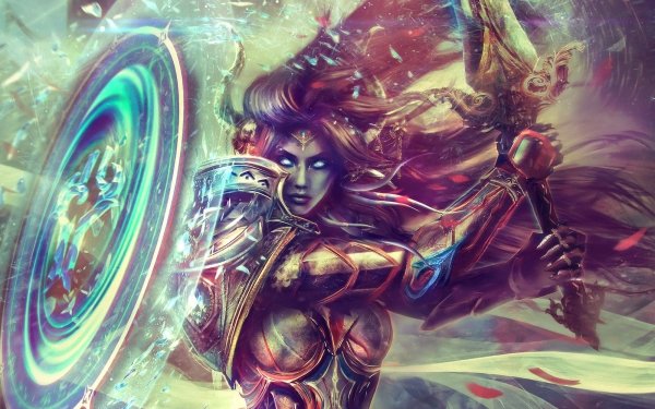 Video Game World Of Warcraft Warcraft Woman Warrior Armor Magic Sword Blue Eyes Long Hair HD Wallpaper | Background Image