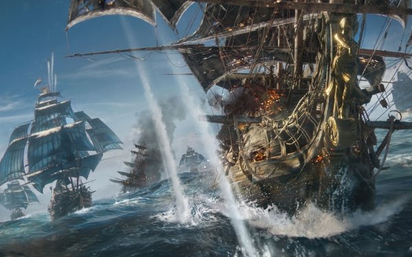 Video Game Skull and Bones Pirate Ship Battle HD Wallpaper | Background Image