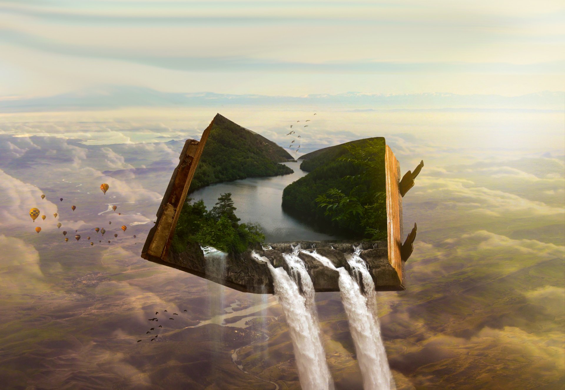 fantasy-waterfall-book-hd-wallpaper-by-rogier-hoekstra