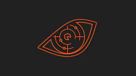 Minimalist 8K Ultra HD wallpaper featuring Pulse from Tom Clancy's Rainbow Six: Siege, showcasing a sleek, stylized eye design against a dark background.