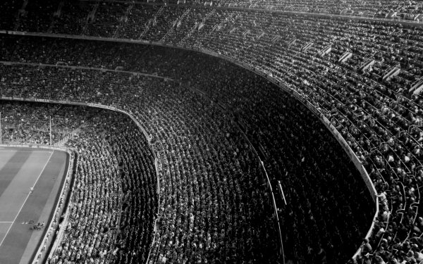 Photography Black & White Stadium FC Barcelona Crowd Barcelona Soccer HD Wallpaper | Background Image