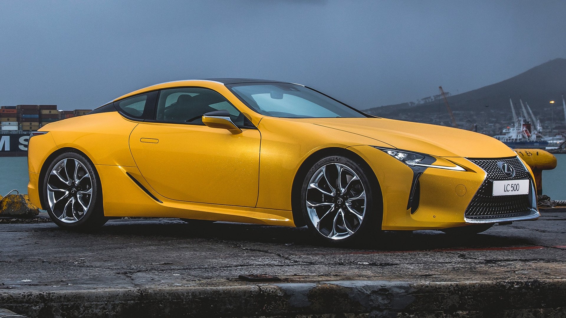 Download Yellow Car Coupé Grand Tourer Vehicle Lexus LC 500 HD Wallpaper