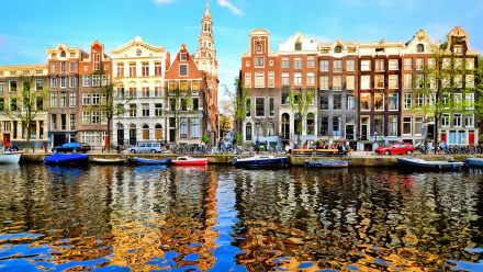 boat canal Netherlands house man made Amsterdam HD Desktop Wallpaper | Background Image