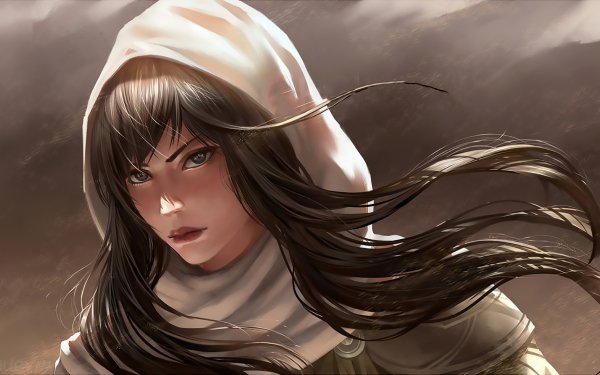 Anime Original Hoodie Long Hair Black Hair HD Wallpaper | Background Image
