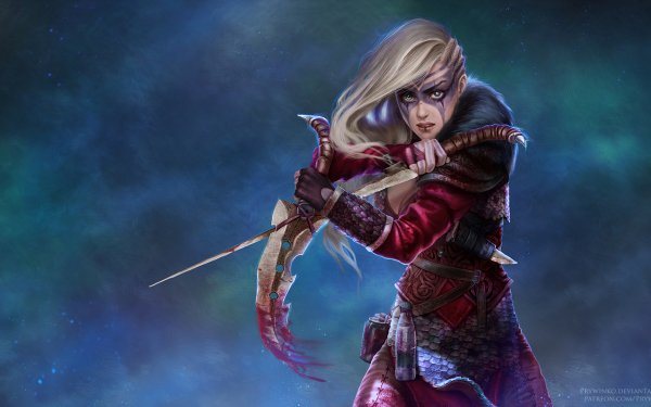 Fantasy Viking Woman Warrior Blonde Dagger Heterochromia HD Wallpaper | Background Image