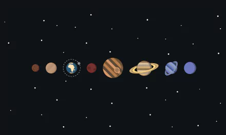 HD desktop wallpaper featuring a sci-fi depiction of the solar system's planets set against a starry space background.