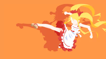 Vibrant 4K Ultra HD anime wallpaper featuring a dynamic kicking pose from Mahou Sensei Negima and UQ Holder! characters against a bold orange background.