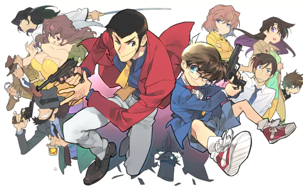 Lupin the Third Detective Conan Anime crossover HD Desktop Wallpaper | Background Image