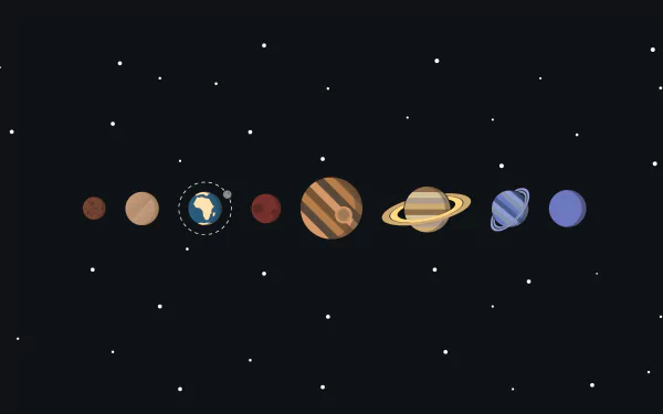 HD desktop wallpaper featuring a sci-fi depiction of the solar system's planets set against a starry space background.