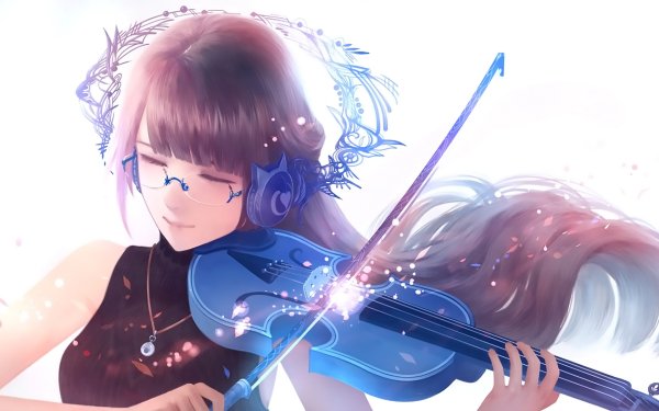 Anime Original Long Hair Glasses Violin HD Wallpaper | Background Image