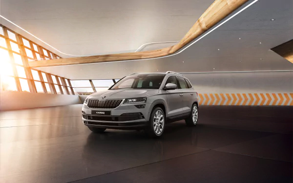 silver car SUV car Skoda vehicle Skoda Karoq HD Desktop Wallpaper | Background Image