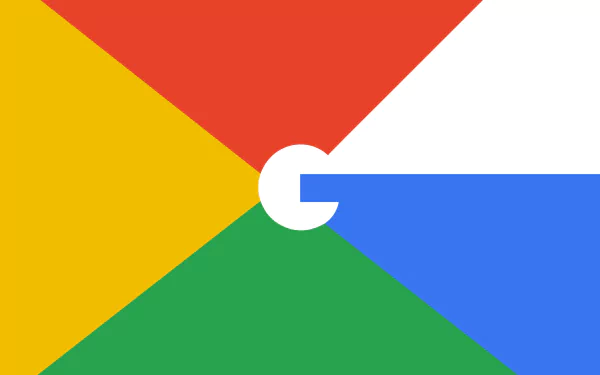 HD desktop wallpaper featuring the Google logo in the center, surrounded by four vibrant colors: red, blue, green, and yellow, representing technology and innovation.
