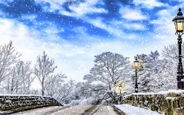  Snowing over Winter Bridge by AzDude