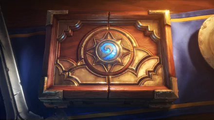 HD Hearthstone: Heroes of Warcraft desktop wallpaper featuring a close-up of the ornate game board with a glowing blue swirl.