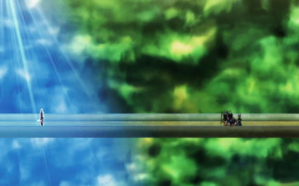 HD PC desktop wallpaper featuring Beerus and Champa from Dragon Ball Super in an anime-style cosmic background.