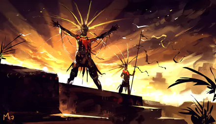 aztec fantasy men HD Desktop Wallpaper | Background Image