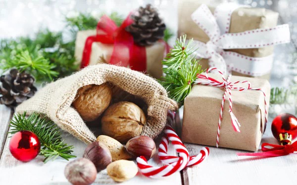 hazelnut candy cane gift holiday Christmas HD Desktop Wallpaper | Background Image