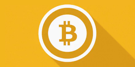 HD desktop wallpaper featuring the Bitcoin cryptocurrency symbol on a vibrant yellow background.