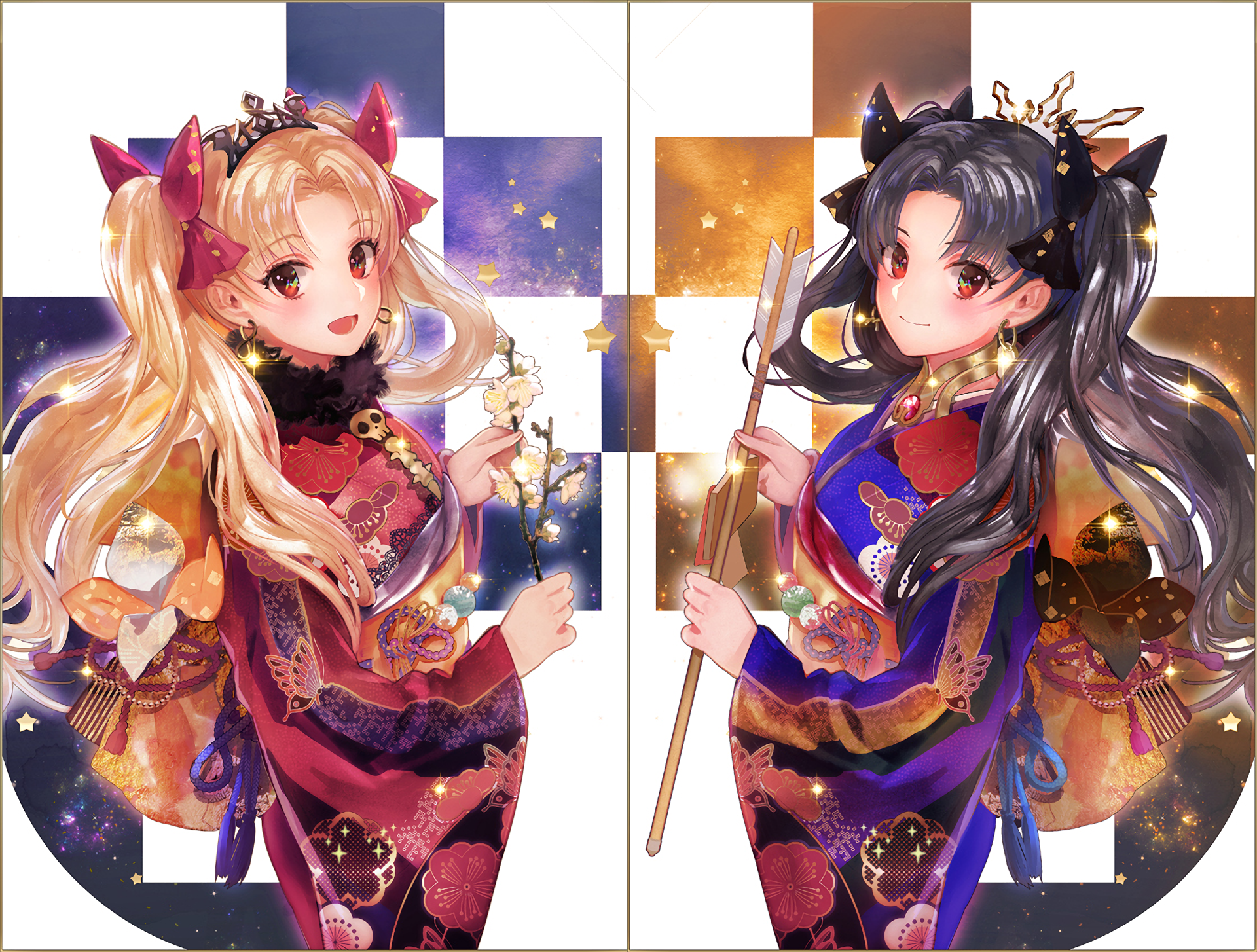 ABYSTYLE Fate Grand Order Ishtar & Ereshkigal Figura Acrilica 10,2 Cm, Stand Da Collezione Con Base E Logo, Regalo Per Fan Anime