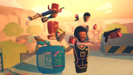 HD desktop wallpaper featuring animated characters from Rec Room enjoying a vibrant, playful setting.