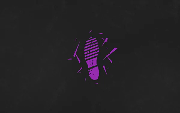 Minimalist 8K Ultra HD PC desktop wallpaper: purple Predator (Dead by Daylight) boot-print emblem on a dark textured background, Minimalist Gaming video game motif.