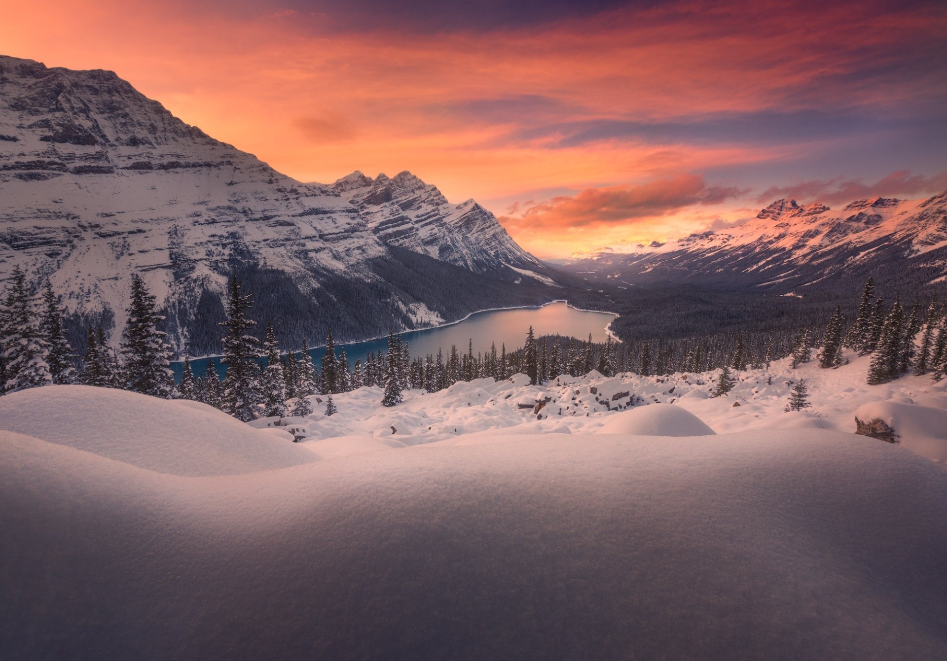 Winter Serenity: Snow-Capped Mountains and Tranquil Lake HD Wallpaper ...