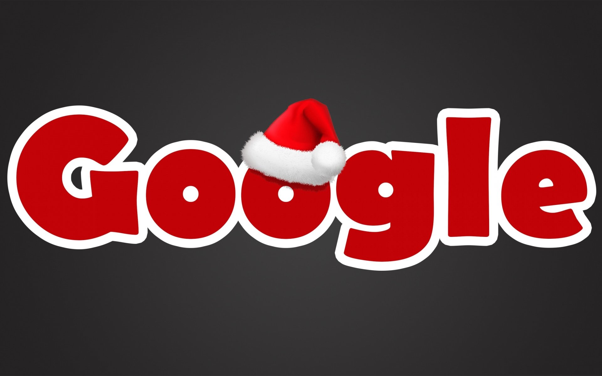 Google logo in red, adorned with a Santa hat on a dark background. This HD desktop wallpaper and background blends technology and holiday cheer.