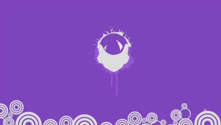 Minimalist HD PC desktop wallpaper featuring a stylized purple silhouette of Frieza from Dragon Ball Z against a purple background with circular patterns.