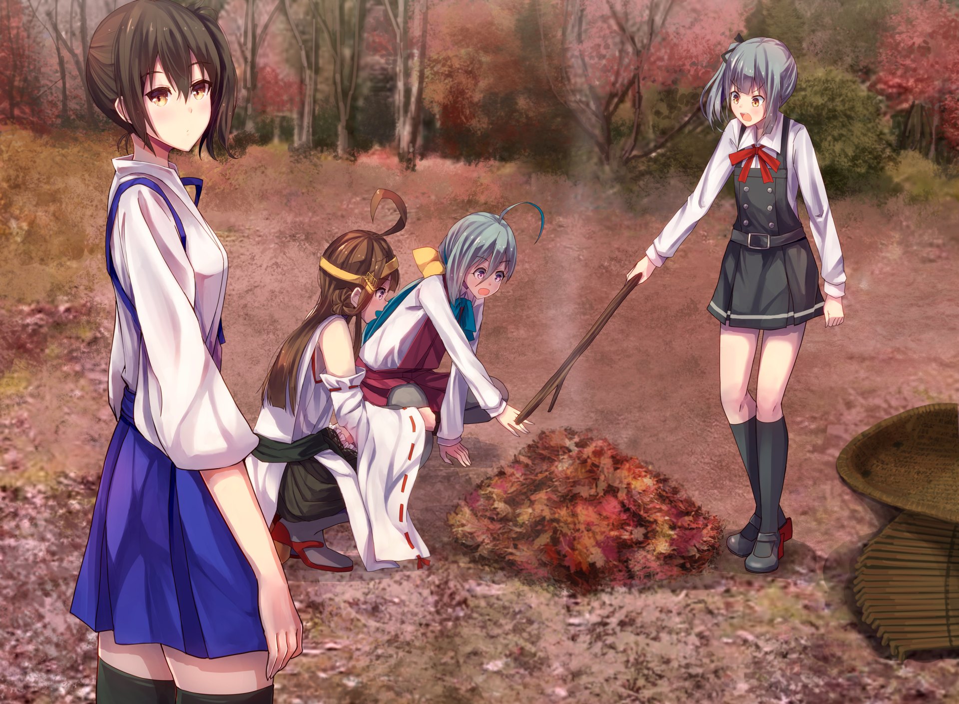 Download Kiyoshimo (Kancolle) Kasumi (Kancolle) Kongou (Kancolle) Kaga (Kancolle) Anime Kantai Collection HD Wallpaper by こんきと