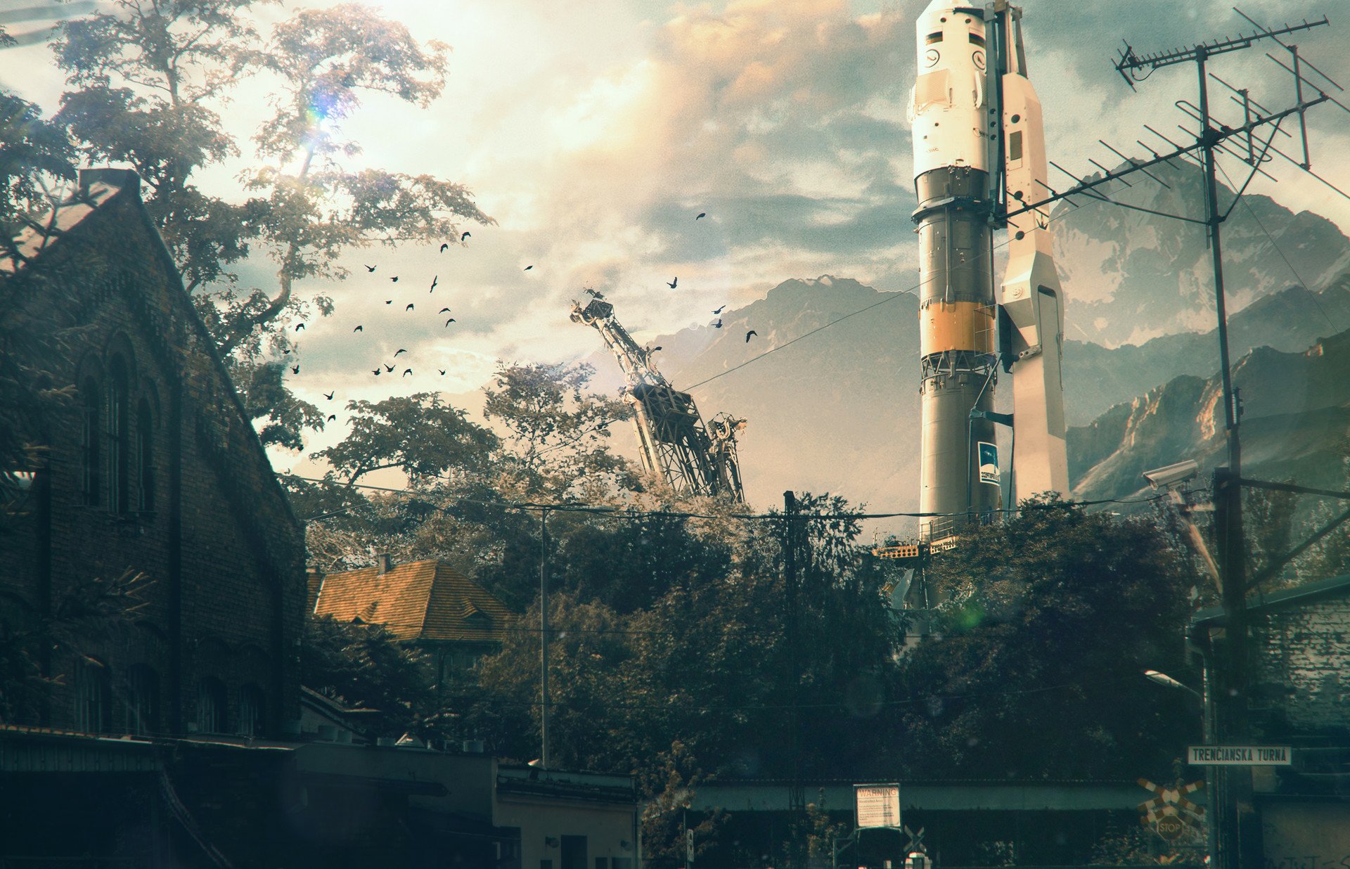 Download House Sunlight Mountain Sci Fi Rocket HD Wallpaper by Michael Morris