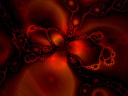Abstract fractal design in deep red and black tones, creating a dynamic and intricate pattern for an HD PC desktop wallpaper and background.