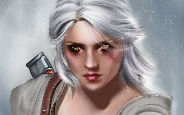 Video Game The Witcher 3: Wild Hunt The Witcher Ciri Woman Warrior Green Eyes Face White Hair HD Wallpaper | Background Image