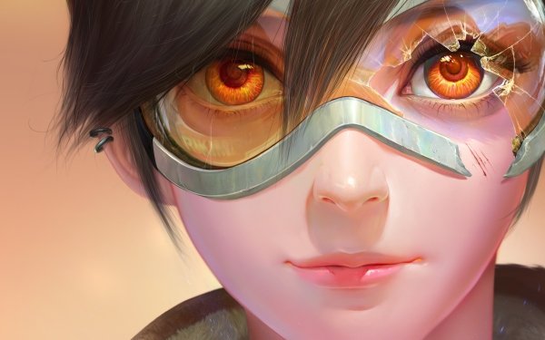 Video Game Overwatch Face Tracer Short Hair Orange Eyes HD Wallpaper | Background Image