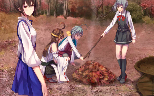 Kiyoshimo (Kancolle) Kasumi (Kancolle) Kongou (Kancolle) Kaga (Kancolle) Anime Kantai Collection HD Desktop Wallpaper | Background Image