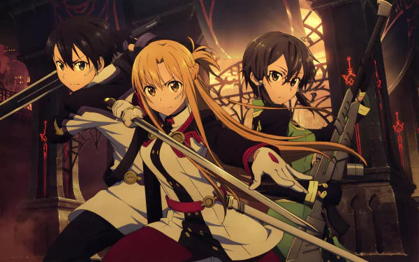 Kirito (Sword Art Online) Shino Asada Sinon (Sword Art Online) Kazuto Kirigaya Asuna Yuuki Anime Sword Art Online Movie: Ordinal Scale Kirito And Asuna HD Desktop Wallpaper | Background Image