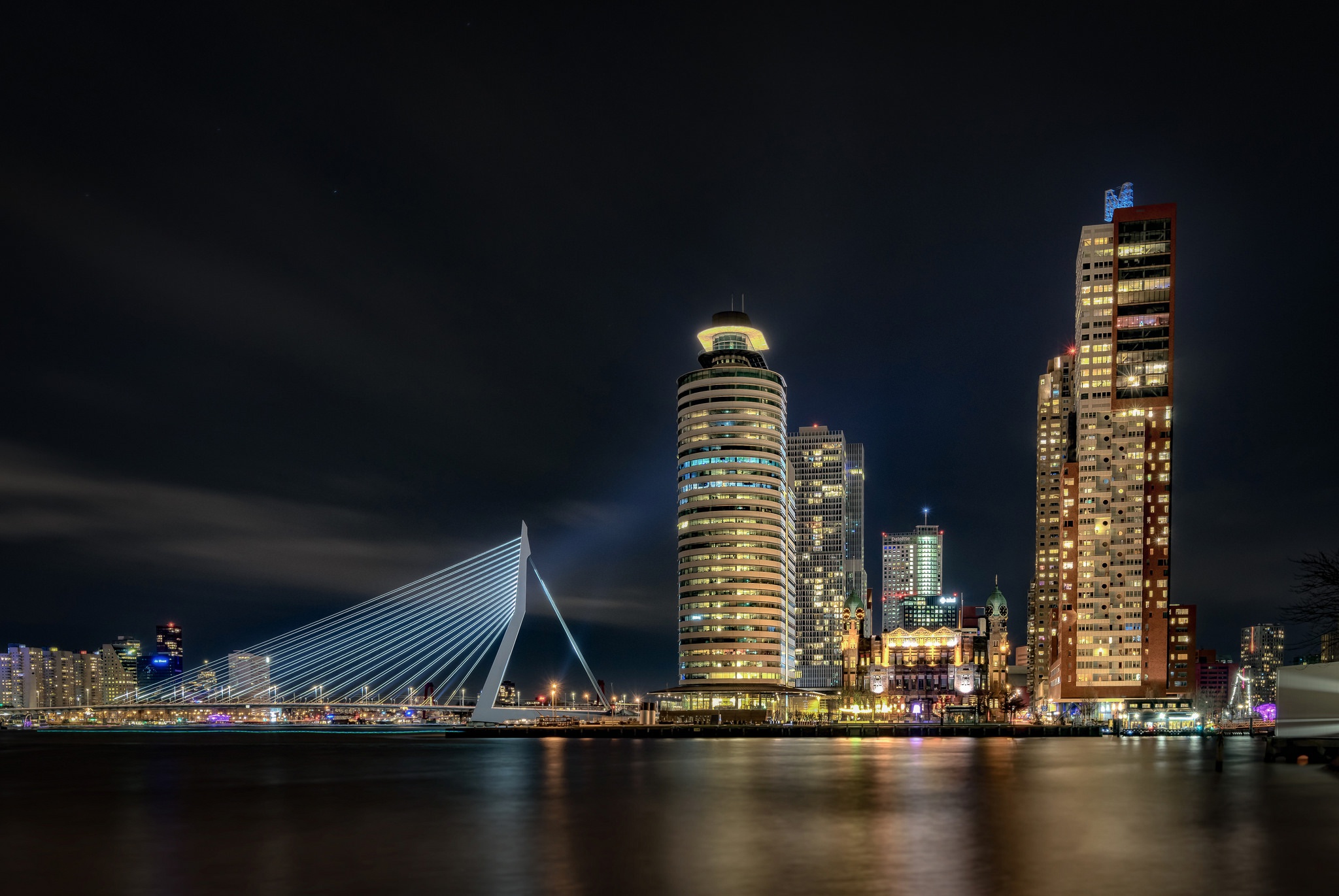 Download Skyscraper Building Night Light Netherlands Bridge Man Made Download Skyscraper Building Night Light Netherlands Bridge Man Made