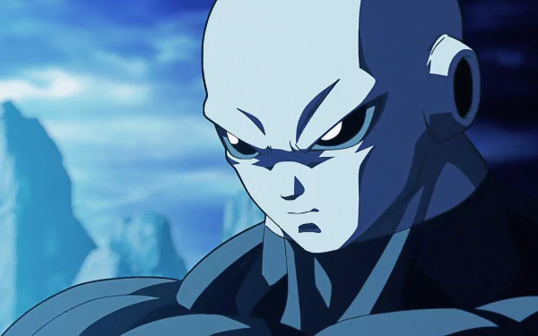 HD wallpaper and background featuring Jiren from Dragon Ball Super, showcasing his serious expression against a scenic backdrop.