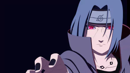 HD wallpaper featuring Itachi Uchiha from the anime Naruto, showcasing his intense gaze and striking design against a dark background.