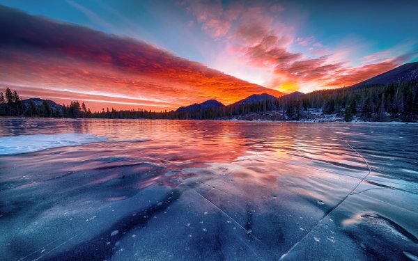 Earth Winter Nature Ice Lake Sky Cloud Mountain Sunrise HD Wallpaper | Background Image