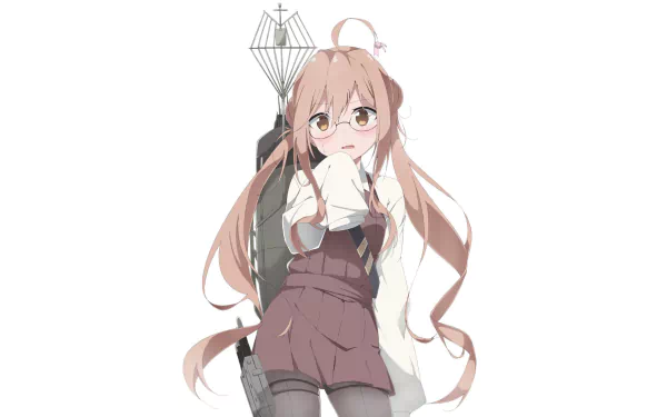 HD PC desktop wallpaper featuring Makigumo from Kantai Collection, depicted in detailed anime style with her signature long pink hair and ship equipment.