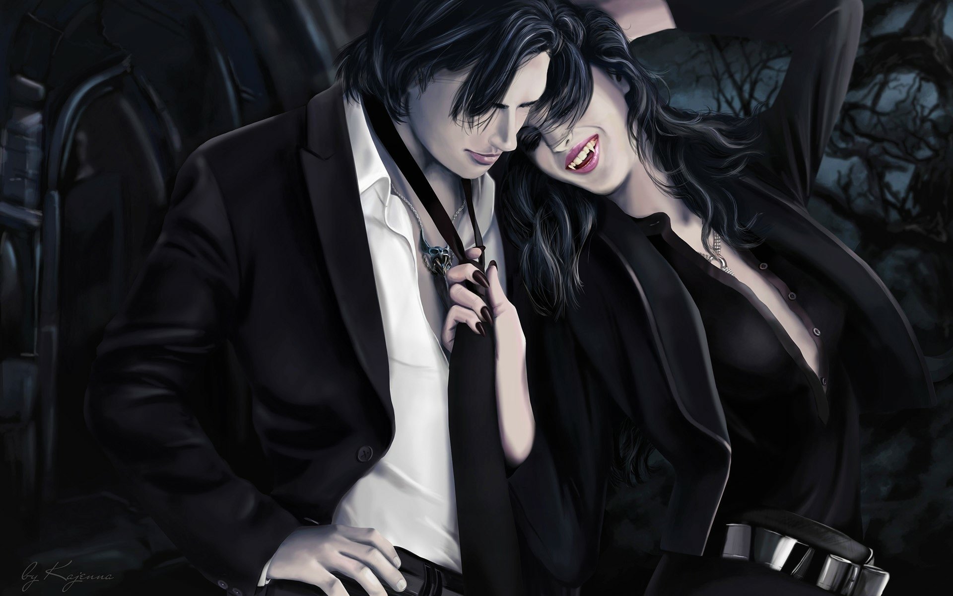 Download Love Romantic Couple Fantasy Vampire Hd Wallpaper By Kajenna