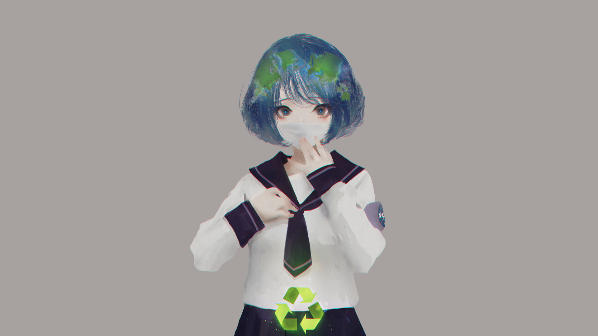 Download Blue Eyes Planet Anime Earth-Chan Earth-Chan HD Wallpaper by Aoi  Ogata