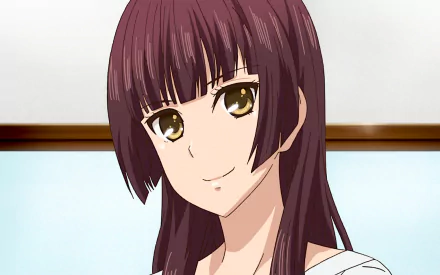 HD desktop wallpaper featuring Harumi Taniguchi from the anime Citrus, showcasing her with a soft smile and warm brown eyes.