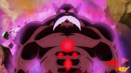 HD desktop wallpaper of Toppo from Dragon Ball Super, emitting a purple aura with glowing red symbols on his chest.