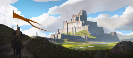 banner horse warrior knight landscape fantasy castle fantasy warrior fantasy landscape HD Desktop Wallpaper | Background Image