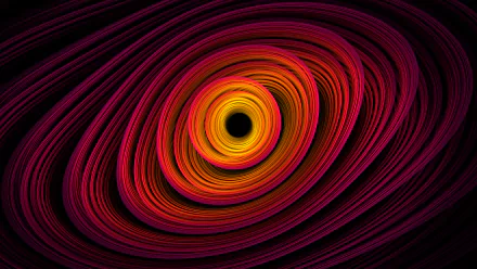 HD desktop wallpaper featuring an abstract fractal design created with Apophysis software, showcasing vibrant orange and red circular patterns against a dark background.