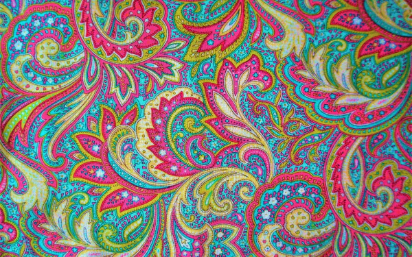 Vibrant, artistic paisley design in vivid colors, creating a dynamic and decorative HD PC desktop wallpaper background.