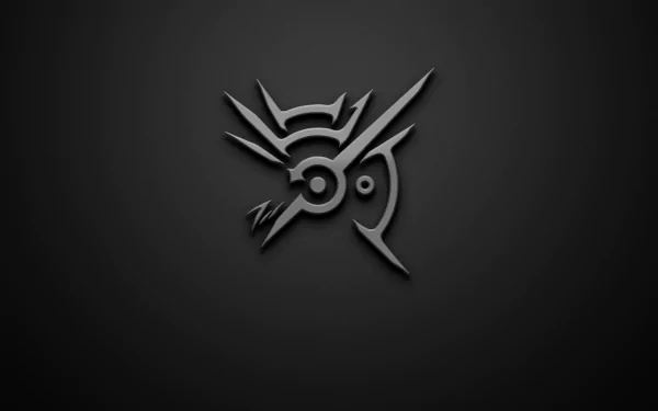 HD PC desktop wallpaper featuring the Outsider symbol from the video game Dishonored 2, showcasing a sleek, dark-themed design.