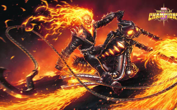 Johnny Blaze Ghost Rider video game MARVEL Contest of Champions HD Desktop Wallpaper | Background Image