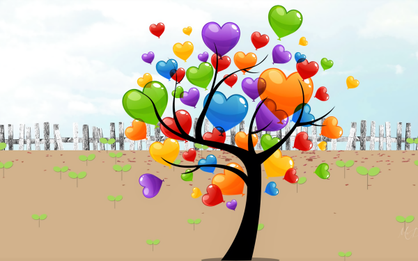 Artistic Heart Tree Colors Colorful HD Wallpaper | Background Image